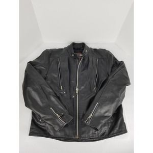Vintage FIRST Genuine Leather Motorcycle Biker Jacket Men’s Black - READ